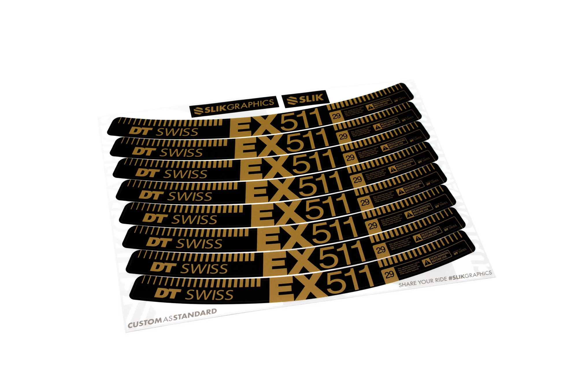 KIT DE STICKERS CUSTOM POUR JANTES EX 511 GOLD MATT 29" 3 KIT DE STICKERS CUSTOM POUR JANTES EX 511 GOLD MATT 29"